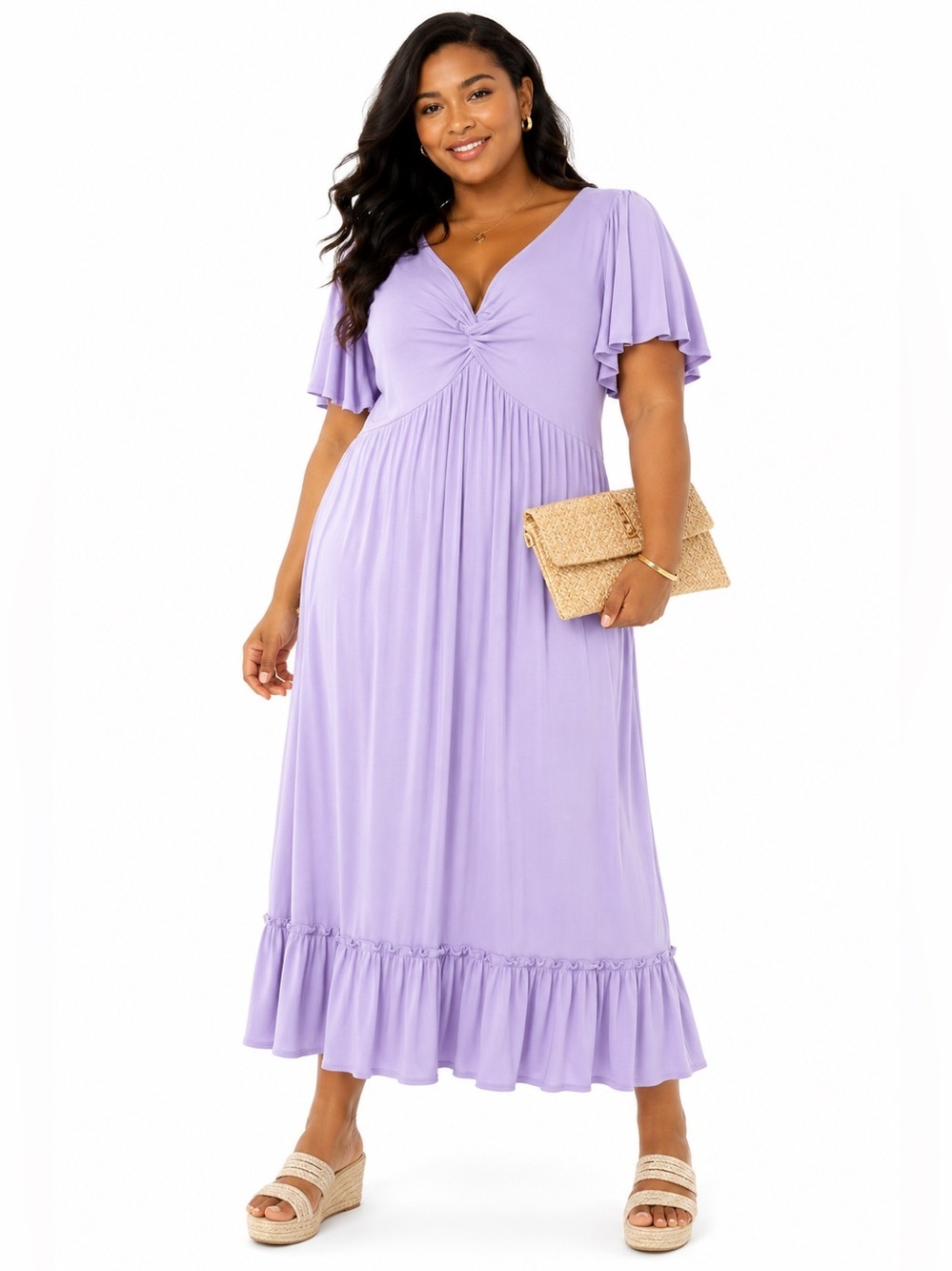 Chic Soul Lilac Maxi Dress Plus Size 1X Soft Girl Cottagecore Boho